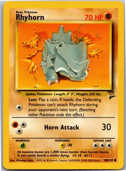 Rhyhorn - Base Set 2 090/130 - Common - NM Pokemon TCG - Image 1