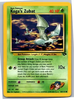 Koga's Zubat - Gym Challenge 083/132 - Common - NM Pokemon TCG - Image 1