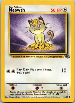 Meowth - Jungle 56/64 - Common - NM Pokemon TCG - Image 1