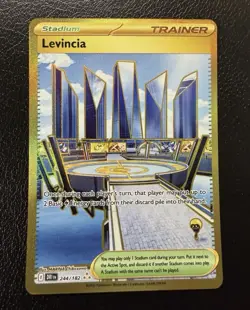Pokemon TCG Levincia 244/182 Hyper Rare Gold Destined Rivals Holo NM/M - Image 1