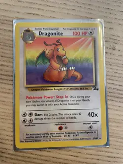 Dragonite 19/62 Fossil Rare Pokemon TCG Card - Image 1