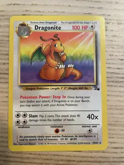 Dragonite 19/62 Fossil Rare Pokemon TCG Card - Image 2