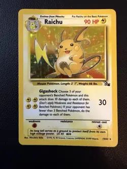 Pokemon Raichu Fossil Holo Rare 14/62 1999 English - Image 1