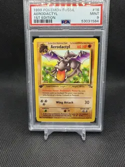 1999 Pokemon Aerodactyl 1st Edition Fossil Set 16/62 PSA 9 Rare - Image 1
