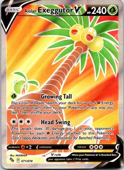 Alolan Exeggutor V (Full Art) Ultra Rare Pokemon GO Holofoil 071/078 NM - Image 1