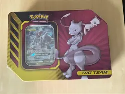 Pokemon TCG: Mewtwo & Mew GX Tag Team Power Partnership Tin Factory Sealed - Image 1