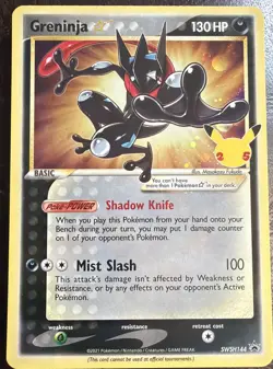 Pokemon TCG Greninja Gold Star SWSH144 Black Star Promo, Celebrations - NM - Image 1