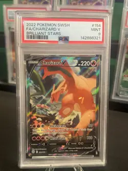 2022 POKEMON SWORD & SHIELD BRILLIANT STARS #154 FULL ART/CHARIZARD V PSA 9 - Image 1