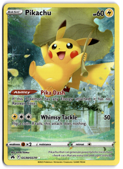 Pokemon TCG SWSH Crown Zenith Pikachu GG30/GG70 Galarian Gallery Full Art NM! - Image 1
