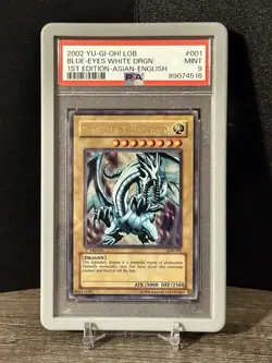 2002 Yu-Gi-Oh! LOB Blue eyes White Dragon 1st Edition Asian English PSA 9 - Image 1