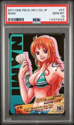 PSA10 2011 CARDDASS ONE PIECE JAPANESE AR CARDDASS 02 07 NAMI - Image 1