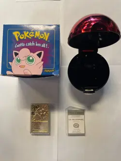 1999 Pokemon 23K Gold Plated Jigglypuff Card #39 Pokeball w/ COA Burger King - Image 1