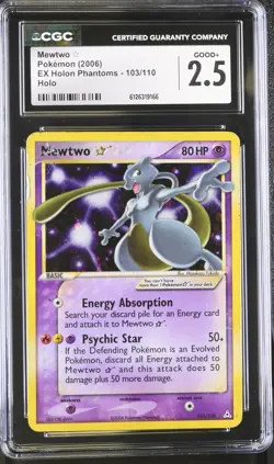 CGC 2.5 Mewtwo Gold Star 2006 EX Holon Phantoms 103/110 Holo Pokemon Card - Image 1