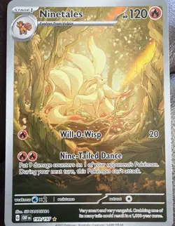 Pokemon TCG Obsidian Flames Ninetails Illustration Rare Holo Card 199/197 - Image 2