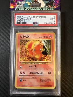 Pokemon Japanese Pocket Monsters Vending Series 1 #4 Charmander PSA 9 - Image 1