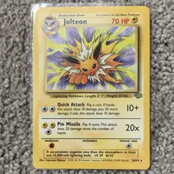 Pokemon Jolteon Jungle 20/64 Rare Stage 1 70 HP 1999 Wizards English Card - Image 1
