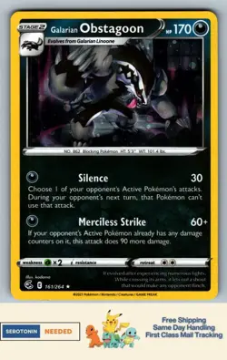 COSMO HOLO Galarian Obstagoon #161/264 - Fusion Strike Miscellaneous - Pokemon - Image 1