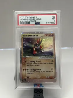 2003 POKEMON EX RUBY & SAPPHIRE #98 HITMONCHAN EX-HOLO PSA 7 - Image 1