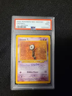 2002 Pokemon 1st Edition Neo Destiny Unown L #86 PSA 9 - Image 1