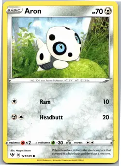 Aron - SWSH03: Darkness Ablaze 121/189 - Common - NM Pokemon TCG - Image 1