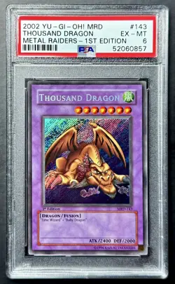 2002 Yugioh Metal Raiders THOUSAND DRAGON MRD-143 1st Edition Secret Rare PSA 6 - Image 1