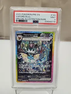 2025 POKEMON PRE SPECIAL ILLUSTRATION RARE #149 VAPOREON EX PSA 9 - Image 1