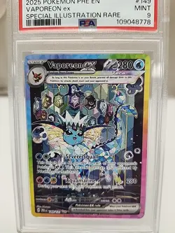 2025 POKEMON PRE SPECIAL ILLUSTRATION RARE #149 VAPOREON EX PSA 9 - Image 3