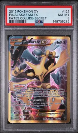 2016 Pokemon Xy Fates Collide Alakazam EX #125 Fa Full Art Secret PSA 8 New Cert - Image 1