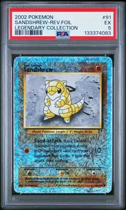 2002 POKEMON LEGENDARY COLLECTION#91 SANDSHREW-REVERSE FOIL PSA 5 - Image 1