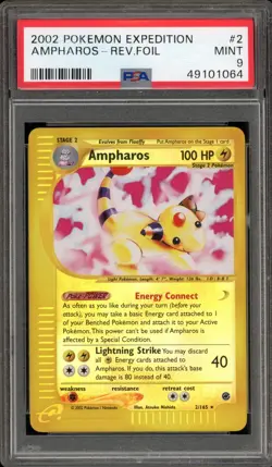 Pokemon Ampharos Expedition Reverse Holo Rare #2 PSA 9 Mint - Image 1