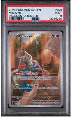 PSA 9 Mint 2024 Pokemon SVP En Mimikyu Paldean Fates ETB #075 - Image 1