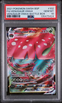 Pokemon Venusaur VMAX Battle Bx. Black Star Full Art Promo SWSH102 PSA 10 - Image 1