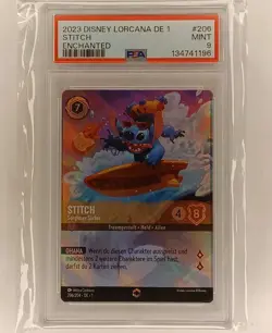 Stitch Surfer Enchanted - Disney Lorcana TCG - PSA 9 Erstes Kapitel - 206/204 - Image 1