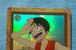One Piece Luffy Hyper Battle Rare Card Game Carddass C01 damaged - Image 2