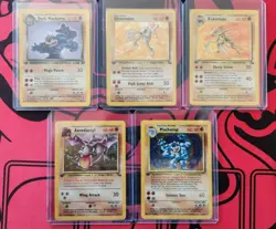 Pokemon TCG Fossil Base Set Fighting Lot - Machamp, Hitmonlee - 28 Cards - Image 1