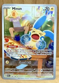 Minun 194/182 SV04: Paradox Rift Illustration Rare Full Art Holo Pokemon TCG - Image 1