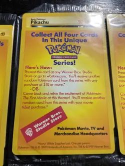 Pokemon The First Movie DRAGONITE MEWTWO ELECTABUZZ PIKACHU WB Promo 1999 Sealed - Image 4