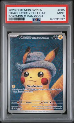 2023 POKEMON SVP EN-SV BLACK STAR PROMO #085 PIKACHU WITH GREY FELT HAT PSA 9 - Image 1