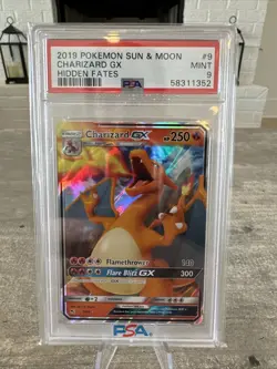 Pokemon PSA 9 2019 Sun & Moon Hidden Fates 9 Charizard GX Holo Mint Nintendo - Image 1