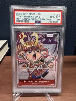 2022 ONE PIECE JPN 25TH ANNIVERSARY PREMIUM CARD #006 TONY TONY CHOPPER PSA 10 - Image 1