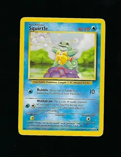 Squirtle - Pokemon Card Unlimited Edition Rare Non Holo Base Set 1999 - 63/102 - - Image 1