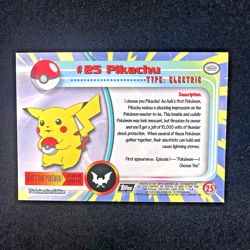 #25 PIKACHU Black Logo Pokemon Topps TV Animation Edition Card 1999 - Image 2