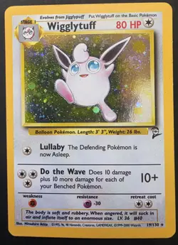 Wigglytuff 19/130 Holo Rare Base Set 2 Pokemon Card WOTC Vintage SWIRL Near Mint - Image 1