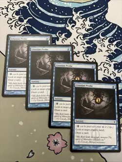 Four Magic: The Gathering Gitaxian Probe Cards, Sorcery New Phyrexia Blue Chippy - Image 1