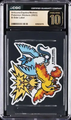 2023 POKEMON STICKERS B-SIDE LABEL ARTICUNO/ZAPDOS/MOLTRES CGC 10 PERFECT - Image 1
