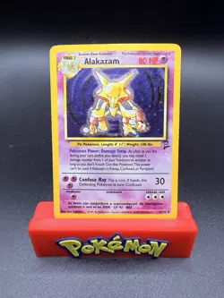 Pokemon TCG Alakazam 1/130 Base Set 2 Vintage Holo Rare #1 MP/HP-c - Image 1