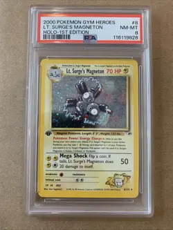 2000 Pokemon Gym Heroes 1st Edition Lt. Surge's Magneton Holo #8/132 PSA 8 - Image 1