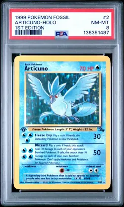1999 POKEMON FOSSIL 1ST EDITION #2 ARTICUNO-HOLO PSA 8 #2 - Image 1