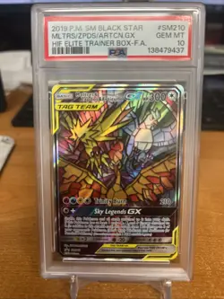 2019 POKEMON SM BLACK STAR PROMO FULL ART/MOLTRES & ZAPDOS & ARTICUNO GX PSA 10 - Image 1