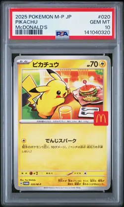 2025 POKEMON JAPANESE M-P PROMO 020 PIKACHU MCDONALD'S PSA 10 0320 - Image 1